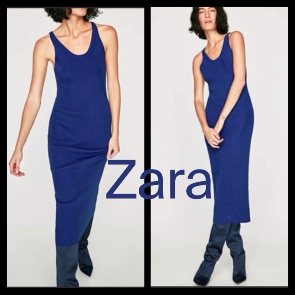 Zara blue knit midi dress